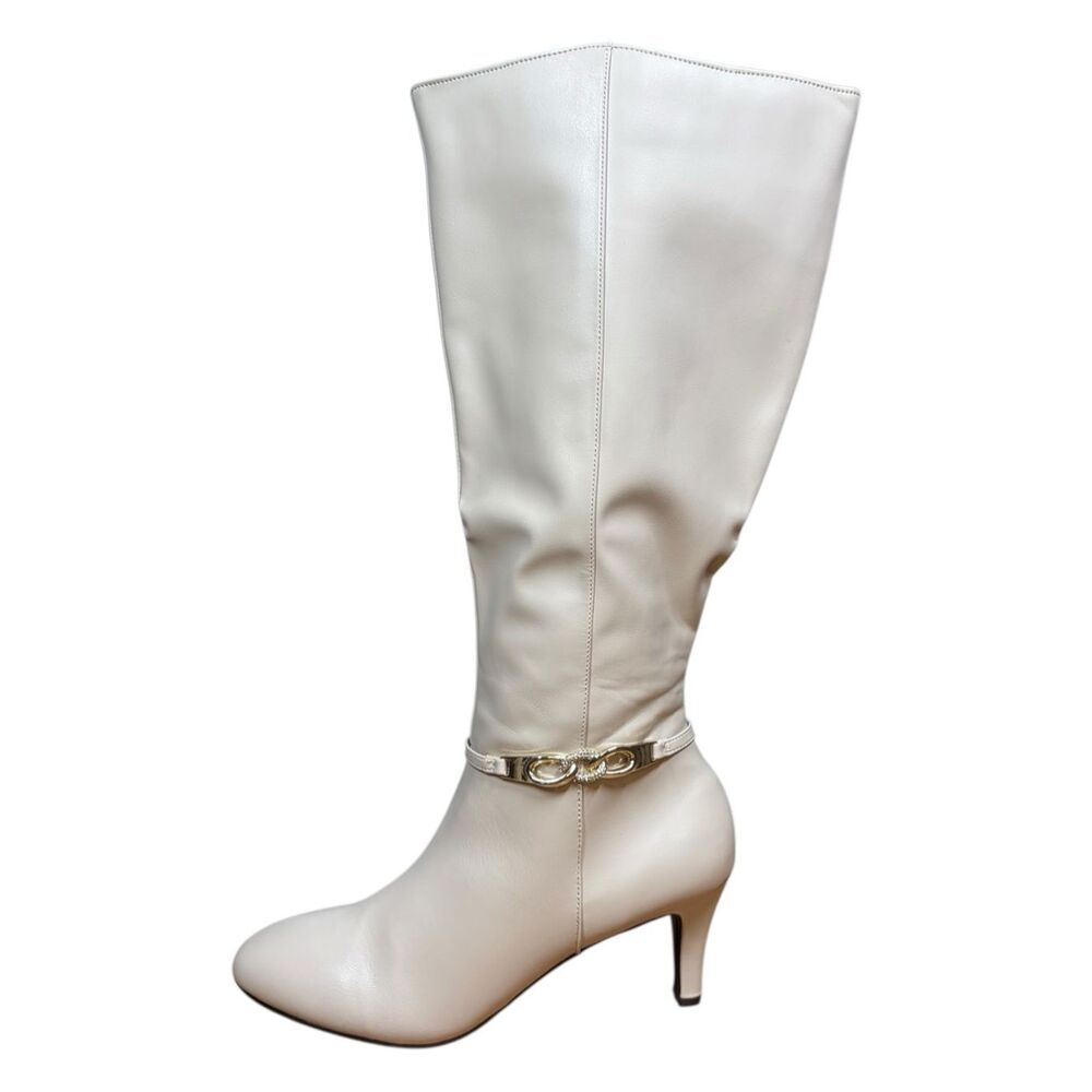 Karen Scott Womens Hanna Faux Leather Knee-High Boots | White | 8M Wide Calf - Picture 6 of 9